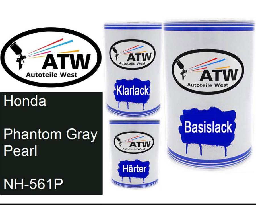Honda, Phantom Gray Pearl, NH-561P: 500ml Lackdose + 500ml Klarlack + 250ml Härter - Set, von ATW Autoteile West.